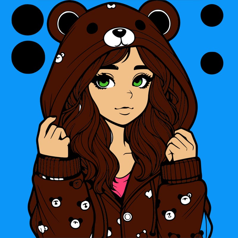 realistic girl in a animal pjs hoodie