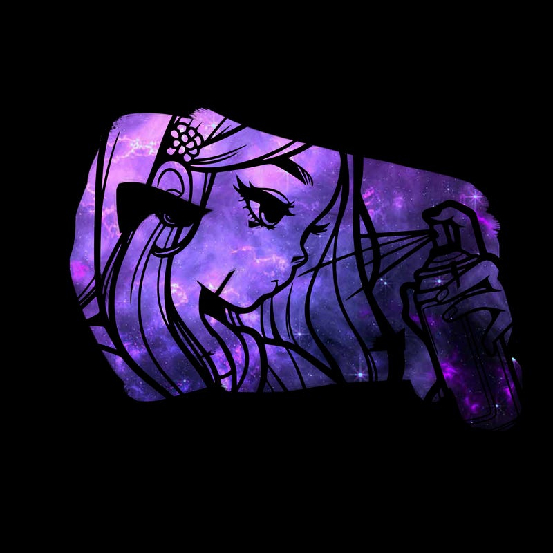 a realistic girl spray painting