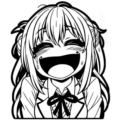 an anime girl,  yandere crazy laughing