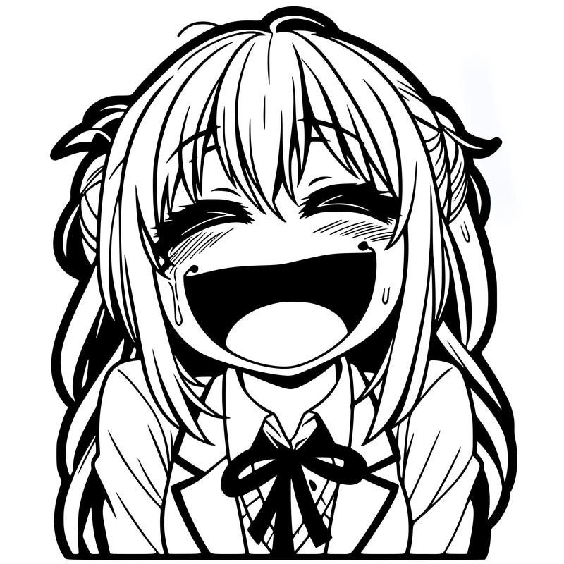 an anime girl,  yandere crazy laughing