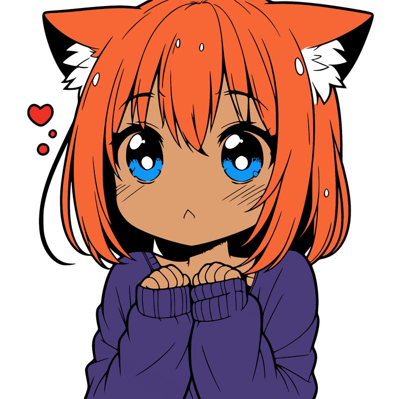 shy anime catgirl
