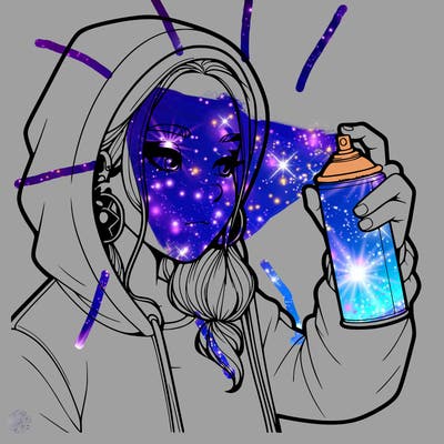 a realistic girl, spray painting