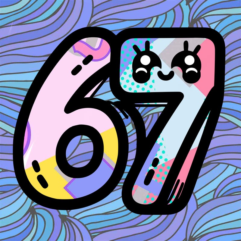 the numbers 67