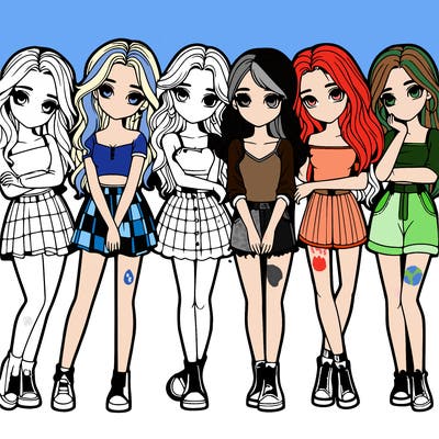 a group of girls realistic