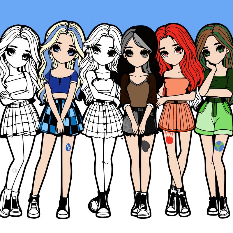 a group of girls realistic