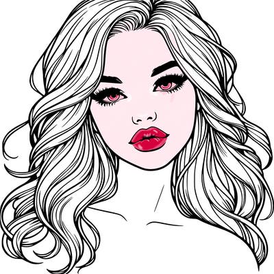 realistic girl with hair and lips