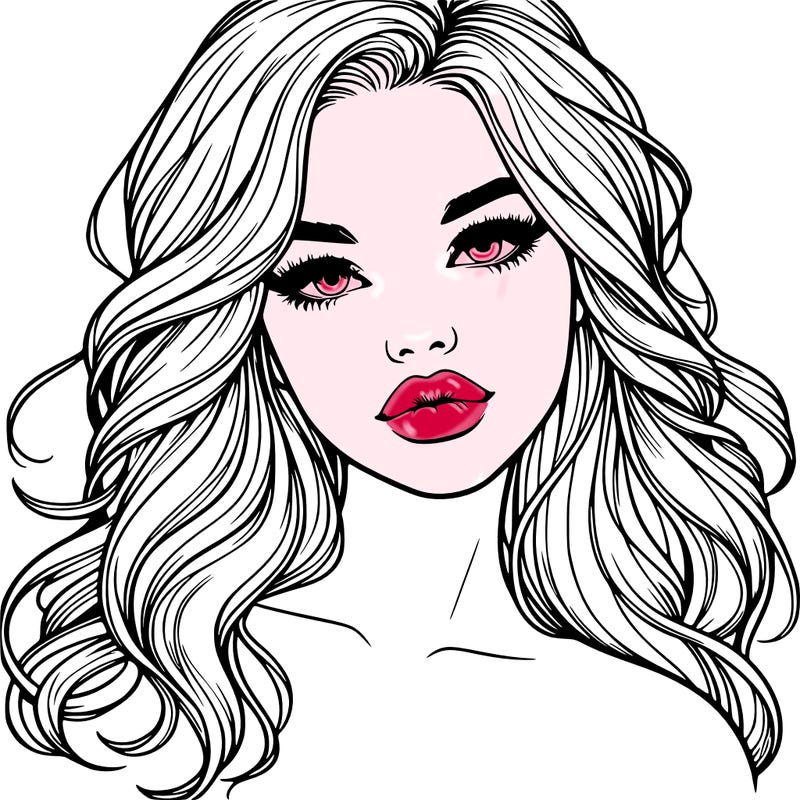 realistic girl with hair and lips