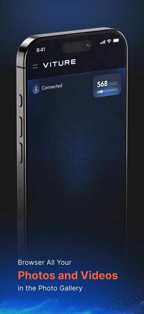 Interface do aplicativo SpaceWalker para navegar por fotos e vídeos no iPhone