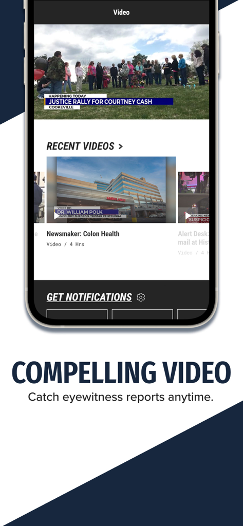 WKRN Nashville app showing video reports and eyewitness news coverage