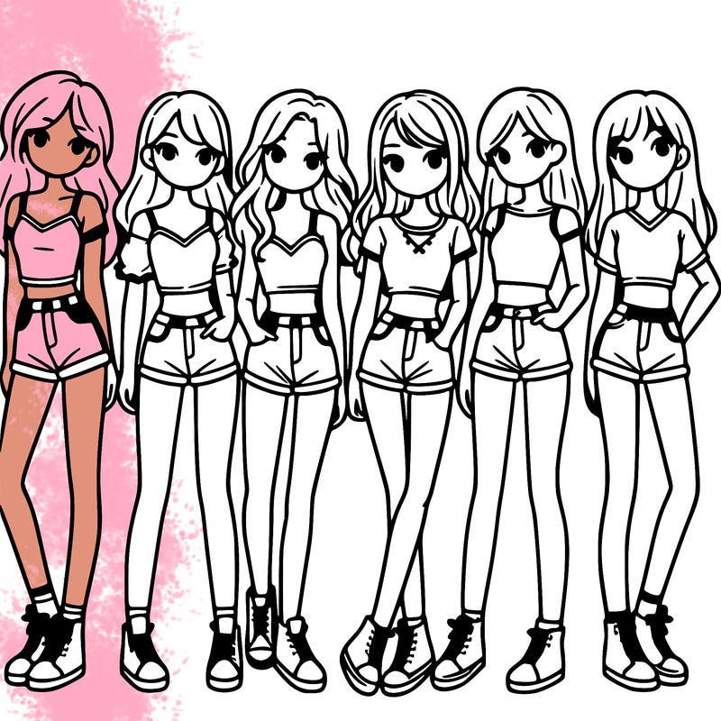 a group of girls wearing crop tops and shorts