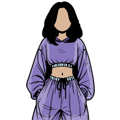 realistic girl faceless with baggy pants and a crop top