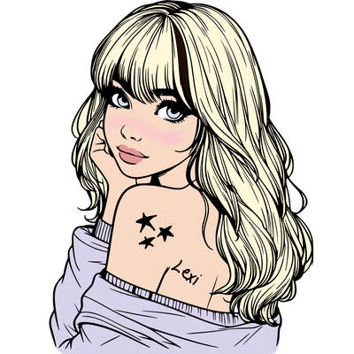 realistic girl with bangs looking over her shoulder