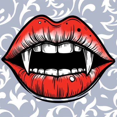 lips with vampire teeth