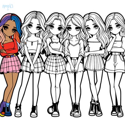 a group of girls realistic