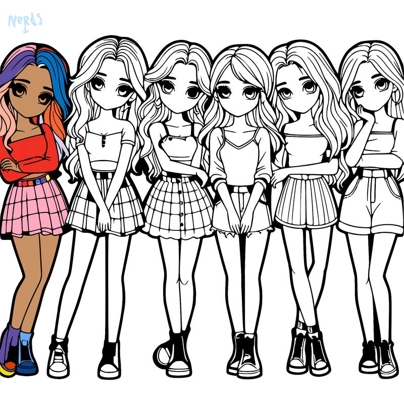 a group of girls realistic