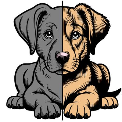 realistic dog split picture