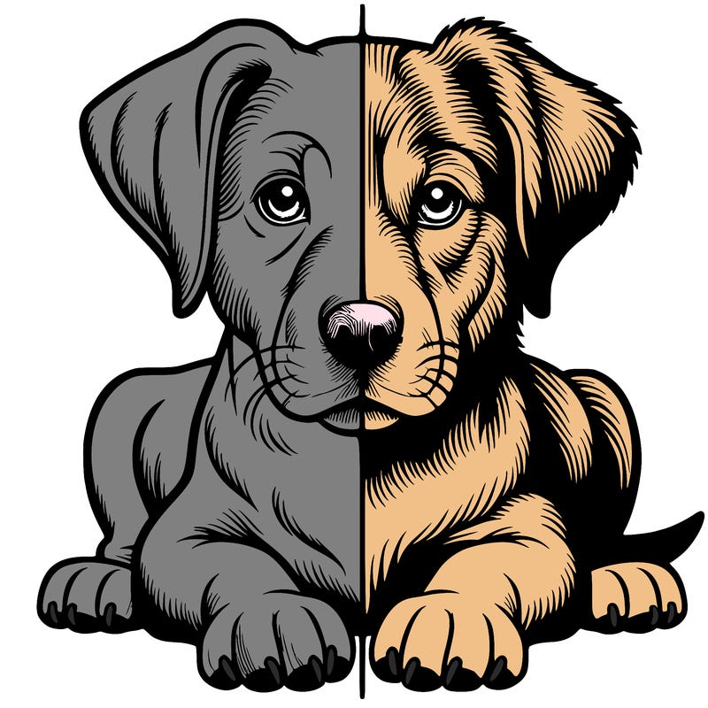 realistic dog split picture