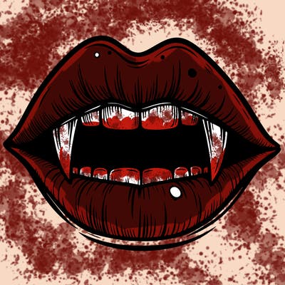 lips with vampire teeth
