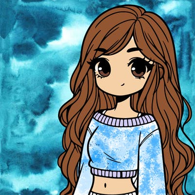 girl with long hair and a crop top with a sweater