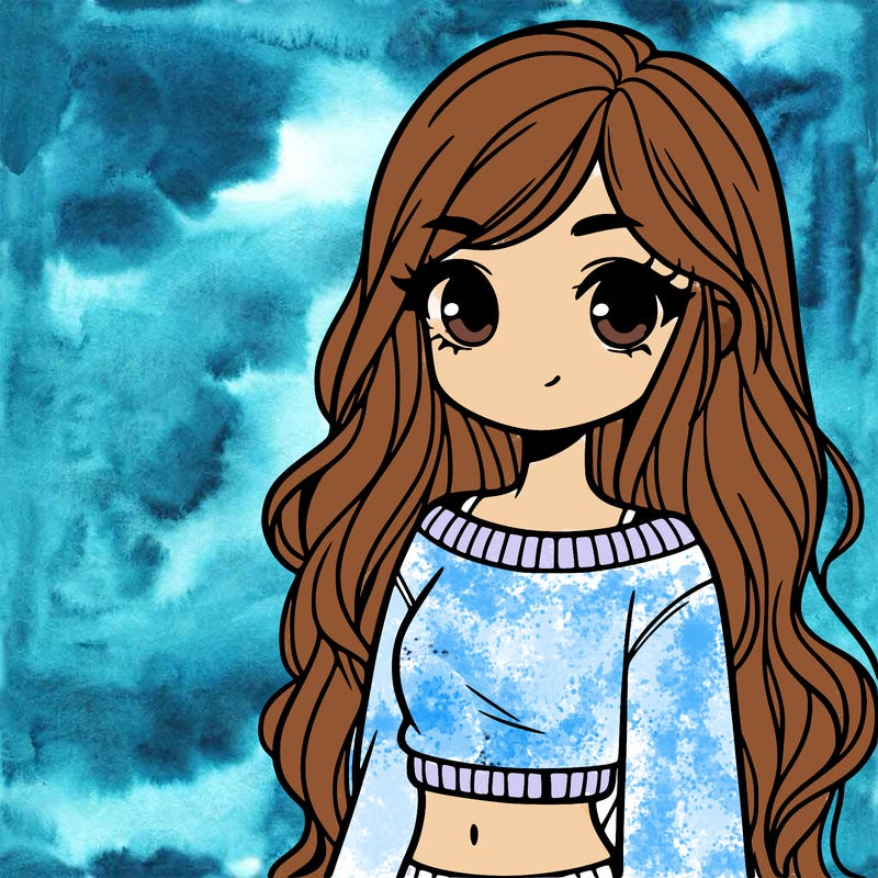 girl with long hair and a crop top with a sweater