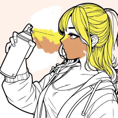 a realistic girl spray, painting