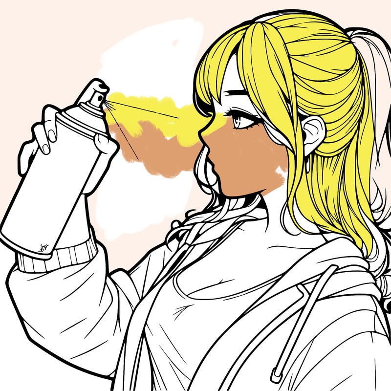 a realistic girl spray, painting