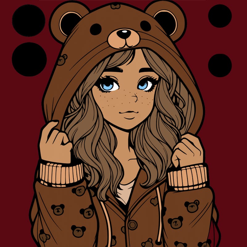 realistic girl in a animal pjs hoodie