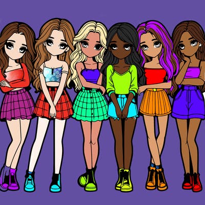 a group of girls realistic