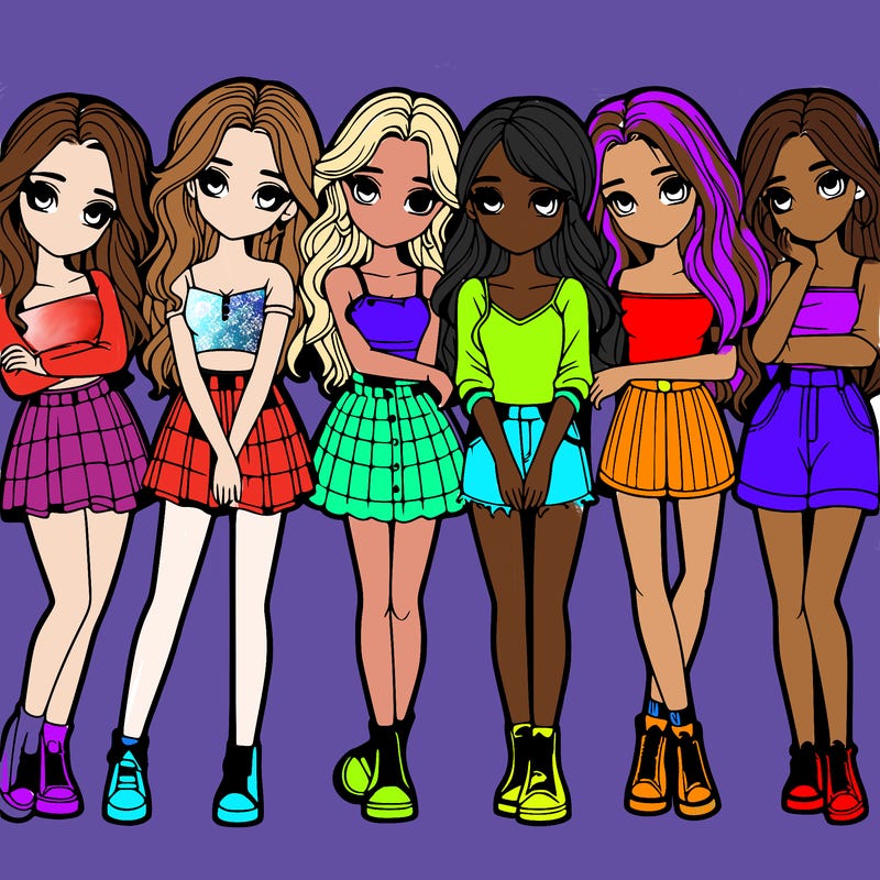 a group of girls realistic