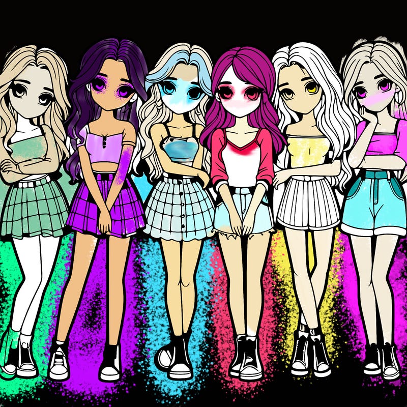 a group of girls realistic