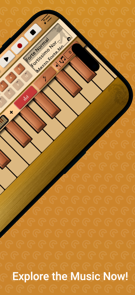 Trombone Sim - Trombone Sim mobile app interface featuring a virtual keyboard and music recording tools