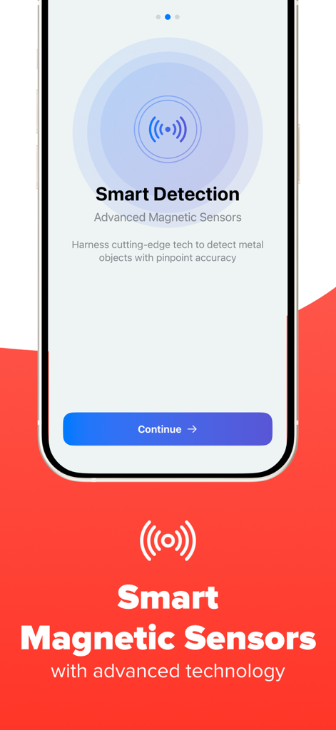 Smart detection onboarding screen for a stud finder and wall detector app using magnetic sensors