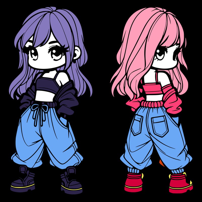 girl in crop top and baggy pants