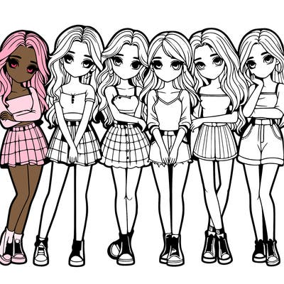 a group of girls realistic