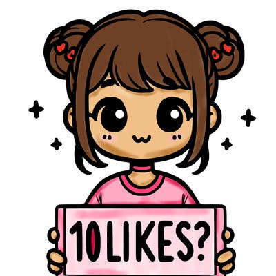 cute girl that is holding a sign that says 10 likes?