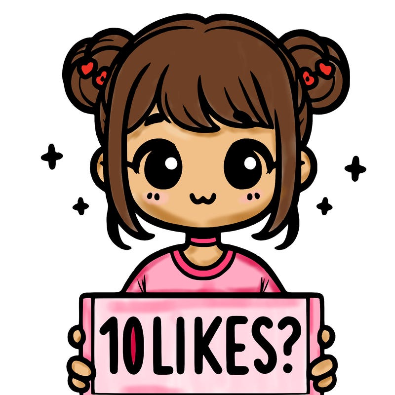 cute girl that is holding a sign that says 10 likes?