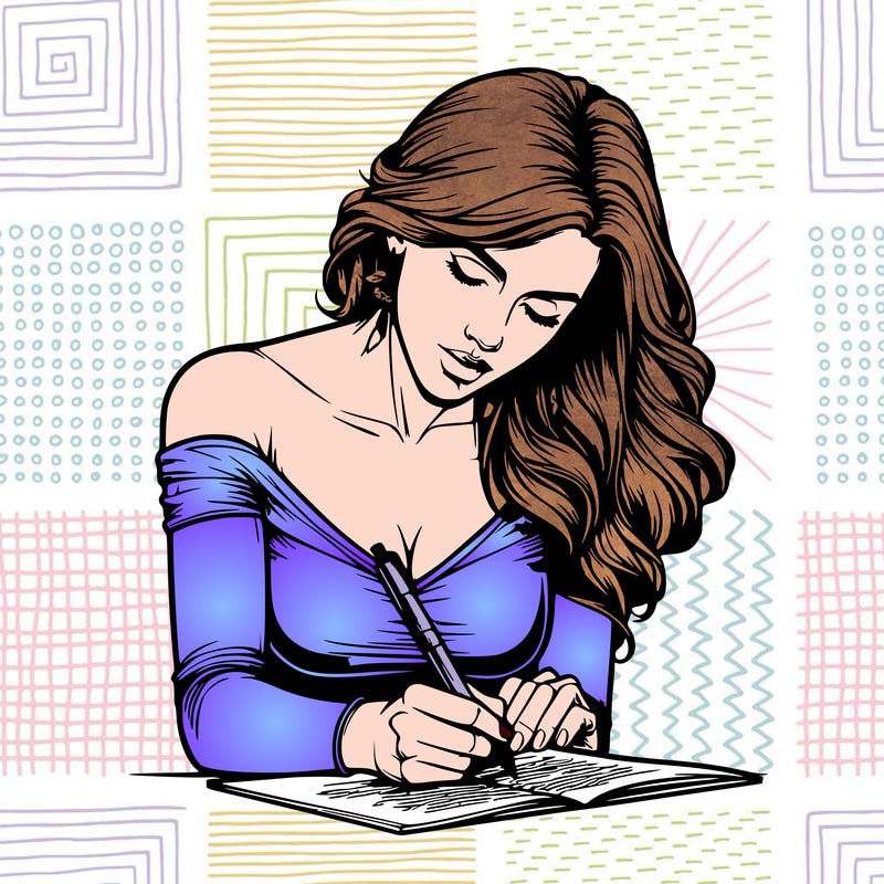 realistic female writing poetry