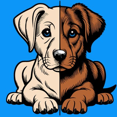 realistic dog split picture