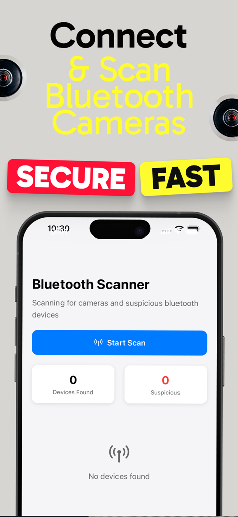 Detect Camera・Device Cam Find - Bluetooth-Scanner-Bildschirm zum Auffinden versteckter Kameras und verdächtiger Geräte