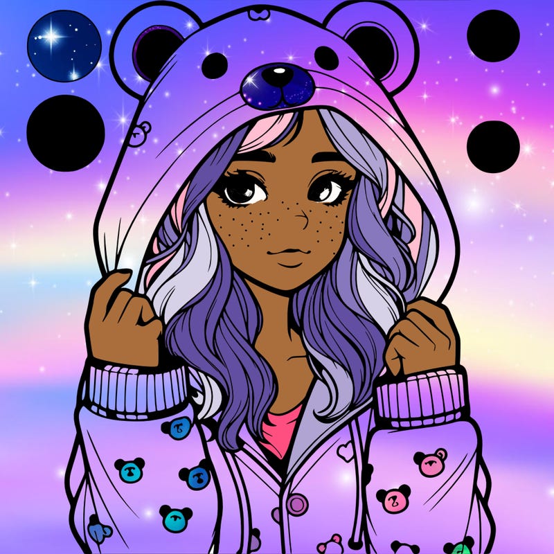 realistic girl in a animal pjs hoodie