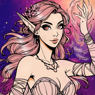 realistic elven woman glow magic wild chaos