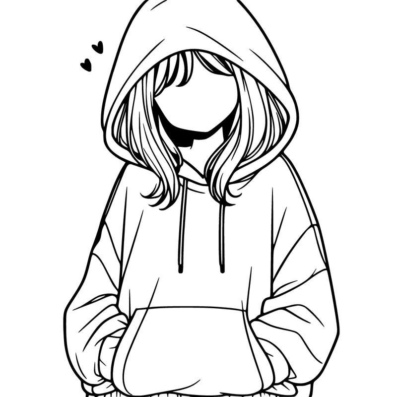 a girl in a over sized huddy