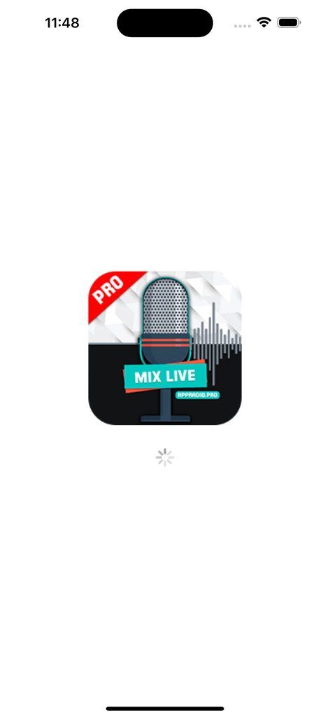 APPRADIO.PRO - Mix Live - AppRadio Pro Mix Live app loading screen with microphone icon