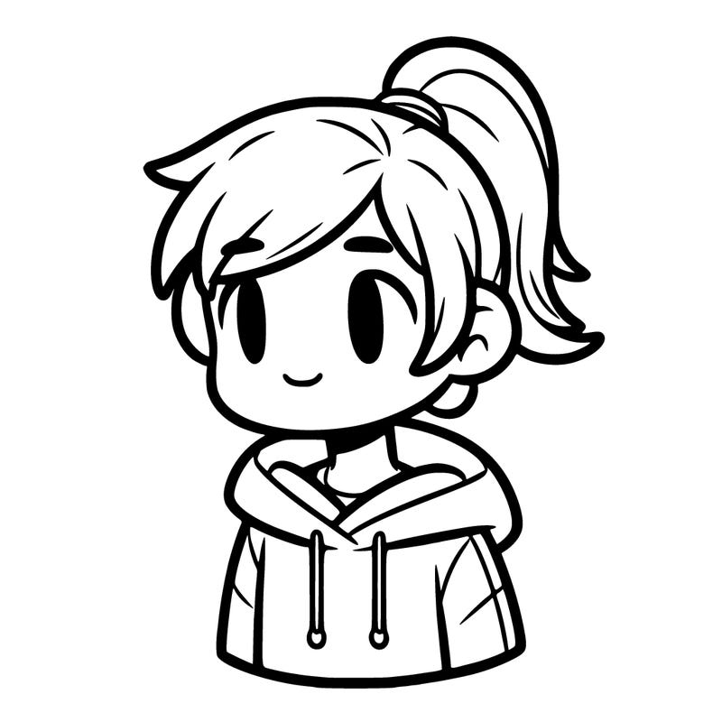 boy with hair in a ponytail and a hoddie
