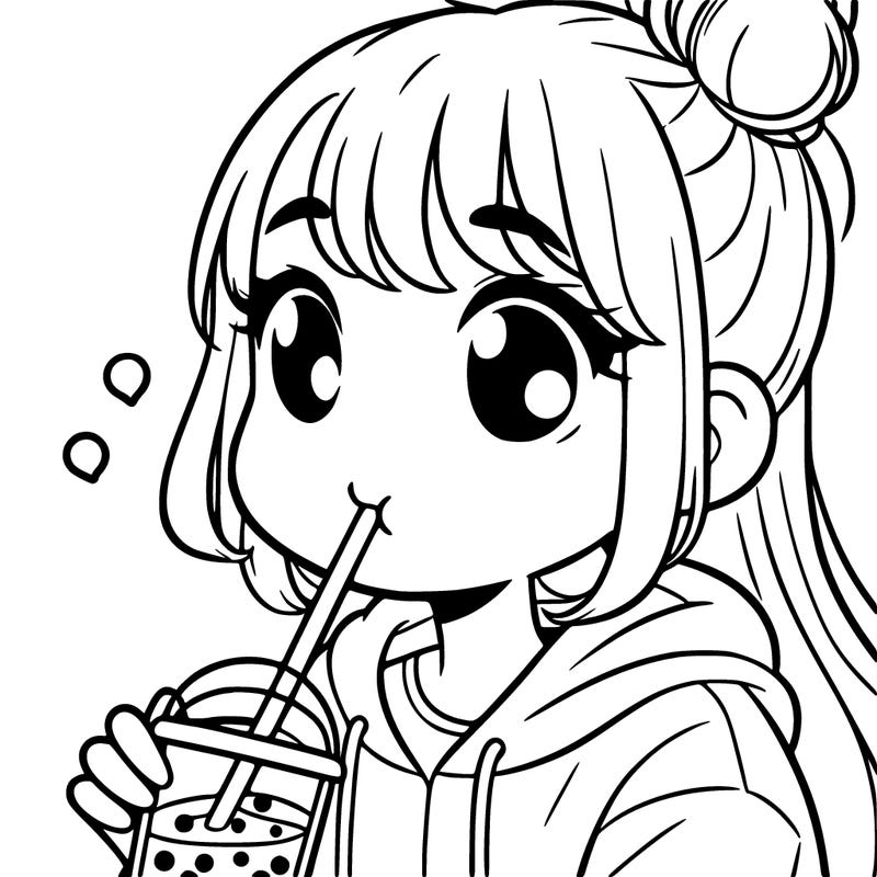 teenage girl drinking boba