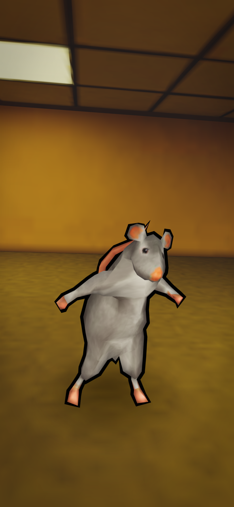 Dancing Rat Meme Generator - 3D dancing rat character standing in a yellow backrooms style room