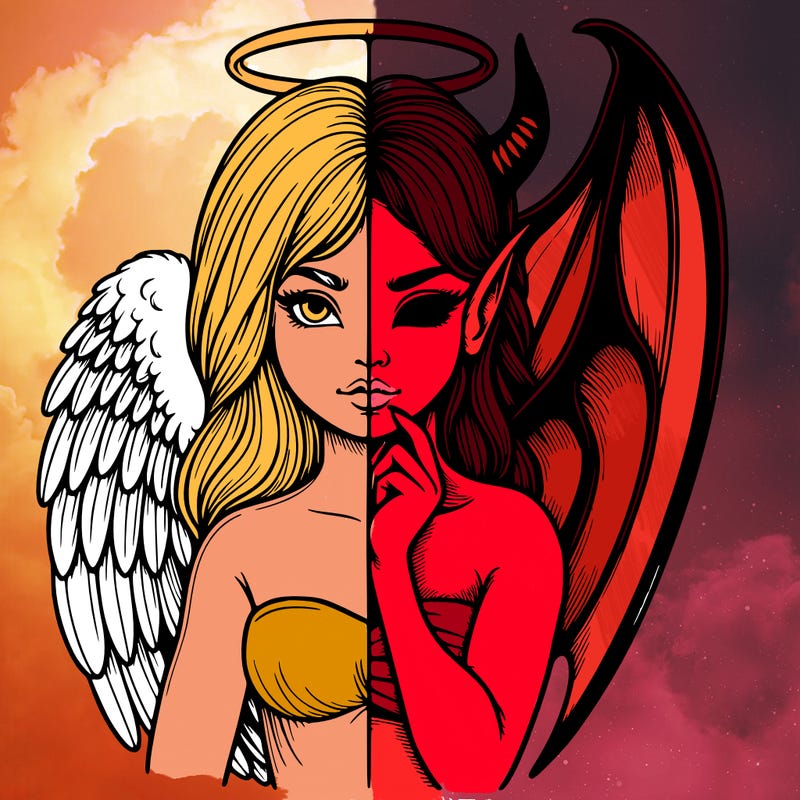 realistic angel half demon