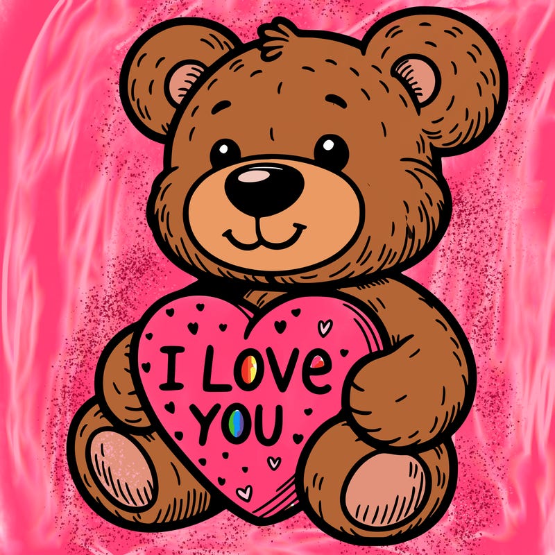 teddy bear holding an i love you heart