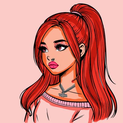 realistic girl with a high ponytail