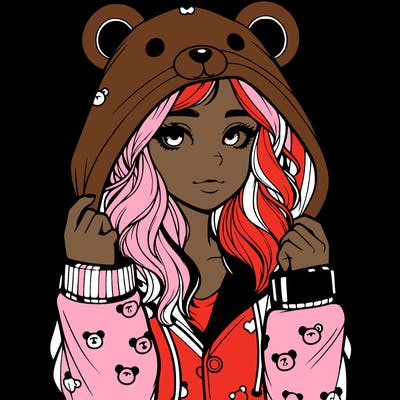 realistic girl in a animal pjs hoodie